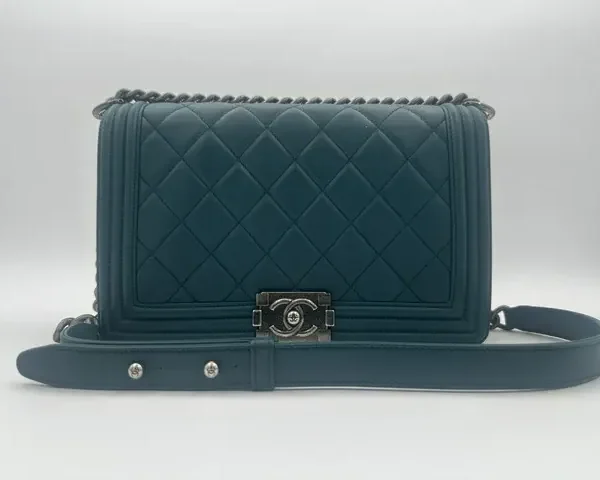 Chanel Le Boy (Medium, Teal), authentic designer handbag at Bag Bijou